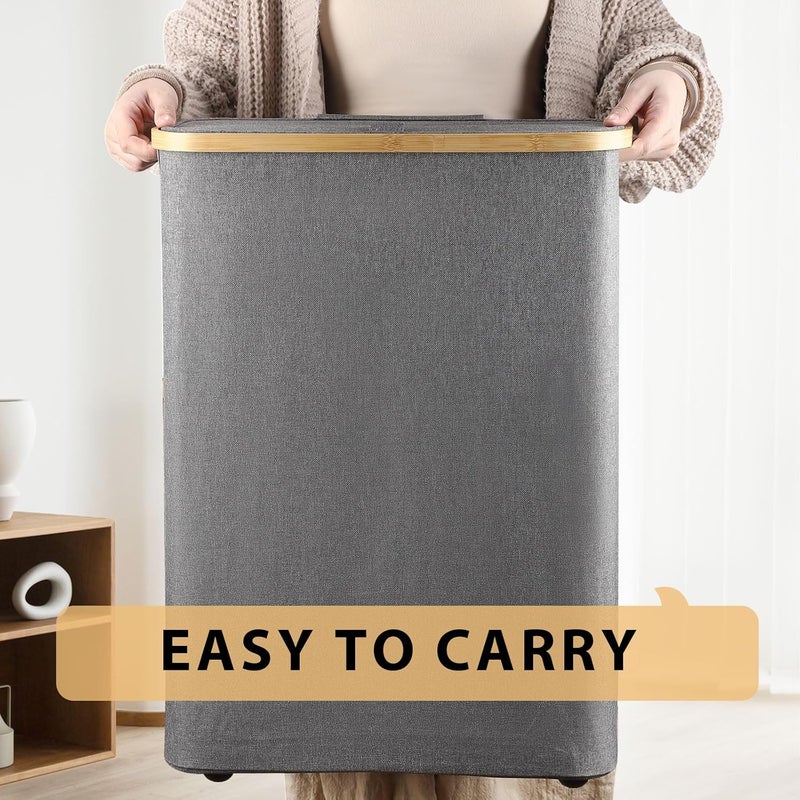 Odonata Large Toilet Paper Storage Basket with Lid, Slim Toilet Paper Organizer, Hold up to 20 Regular Rolls or 15 Mega Rolls. (Grey, 49L) - Image 5